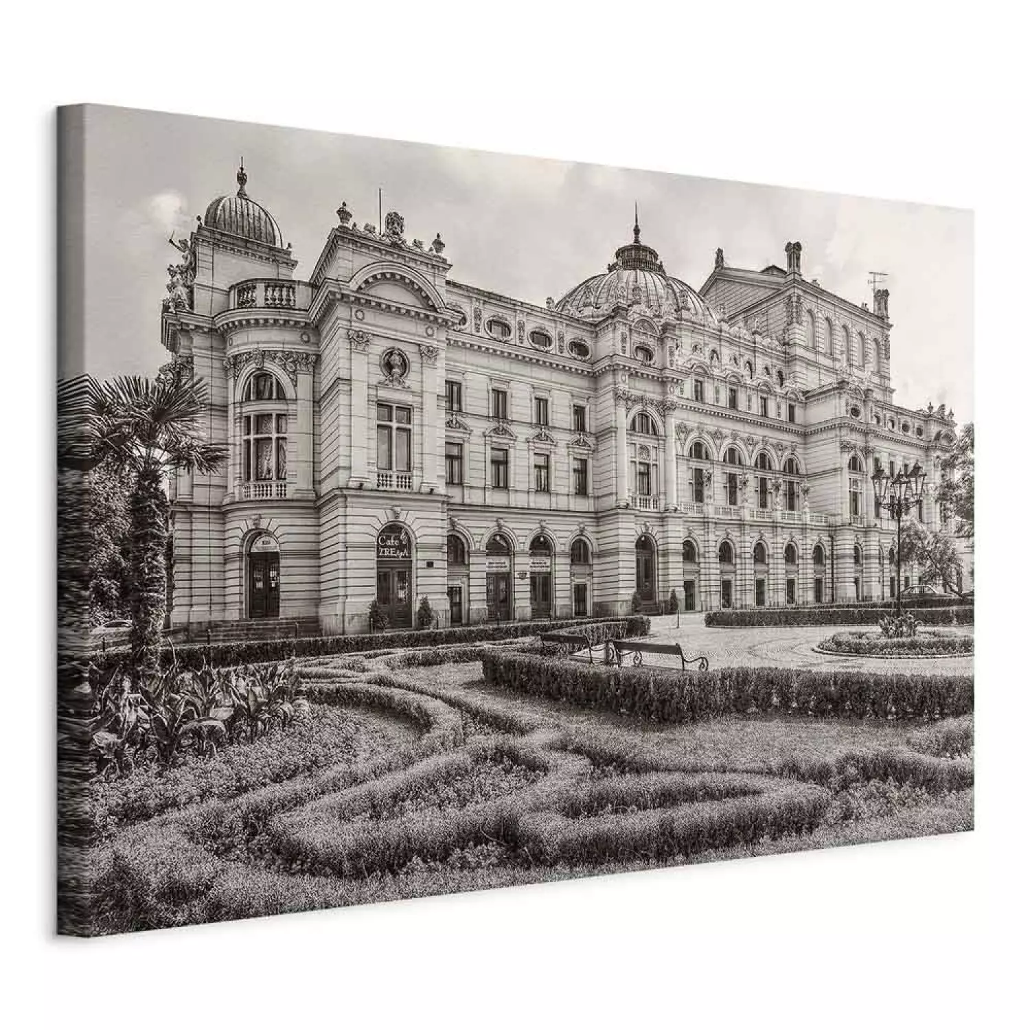 Canvas Art Print Słowacki Theater - a pearl of Krakow architecture in sepia