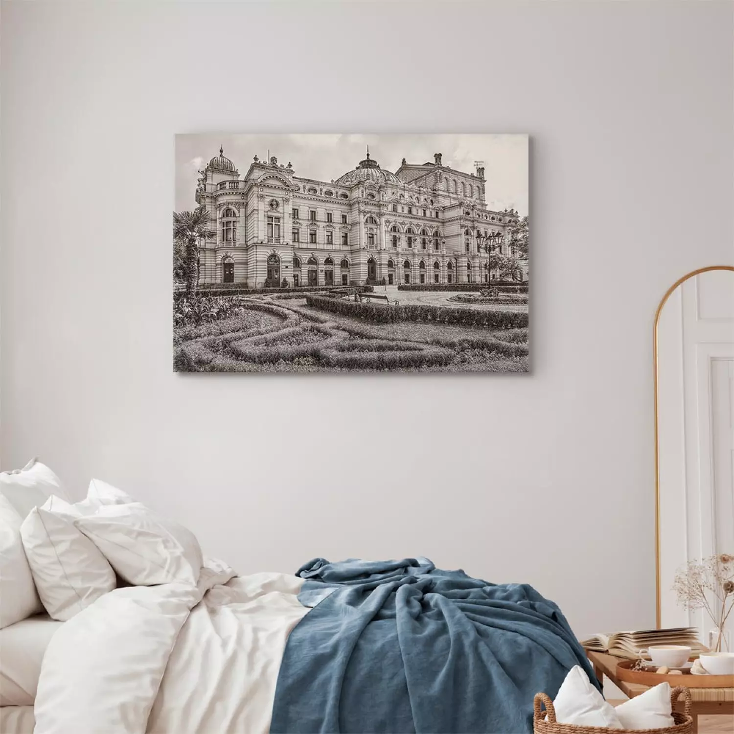 Canvas Art Print Słowacki Theater - a pearl of Krakow architecture in sepia