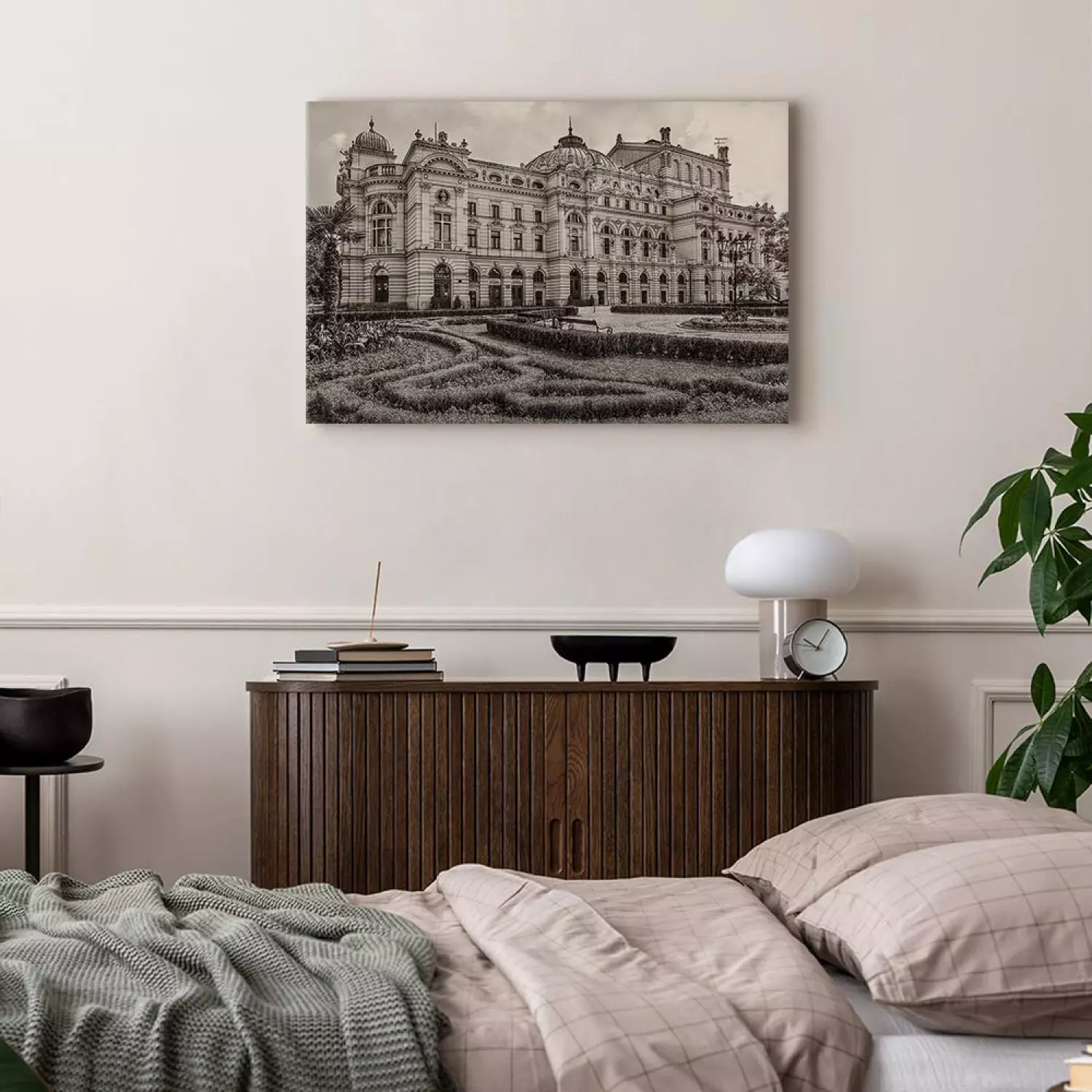 Canvas Art Print Słowacki Theater - a pearl of Krakow architecture in sepia