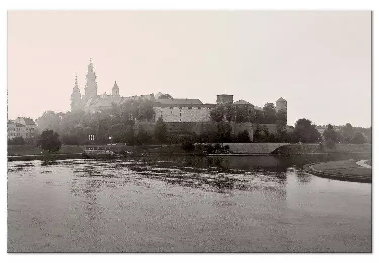 Canvas Wawel - Polish castle on the Vistula River in Krakow in sepia shades