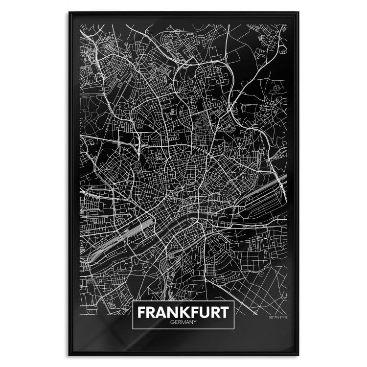 Poster Dark Map of Frankfurt - black and white composition with the German city