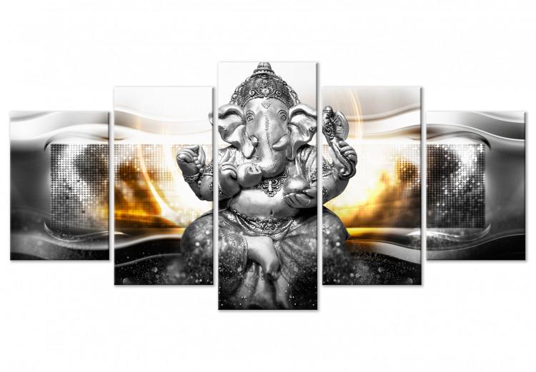 Canvas Buddha Light - Buddhist orient in silver colors surrounded by light