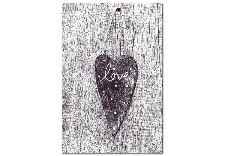Canvas Love on a tree - a heart with the inscription LOVE carved on the bark