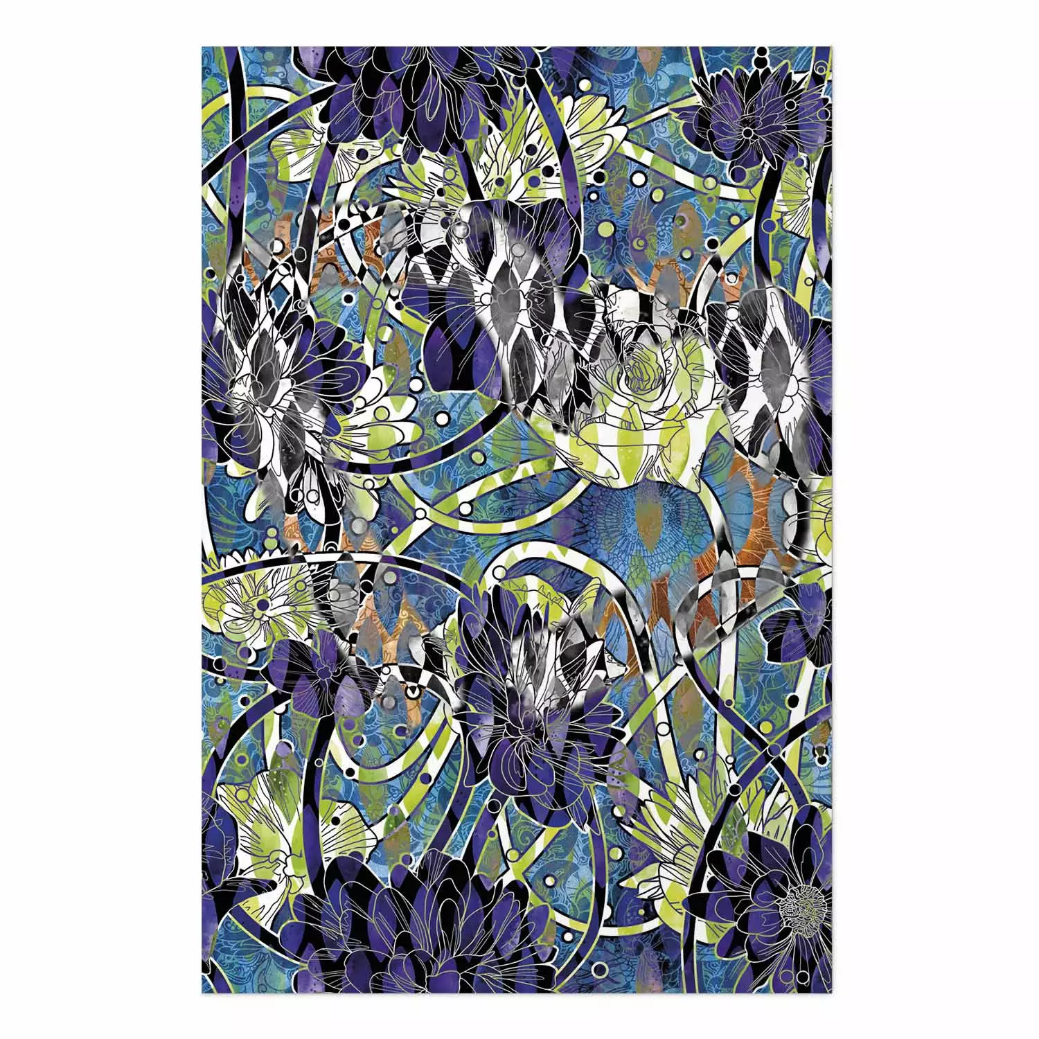 Poster Vibrations of Nature - colorful abstract composition with a floral pattern