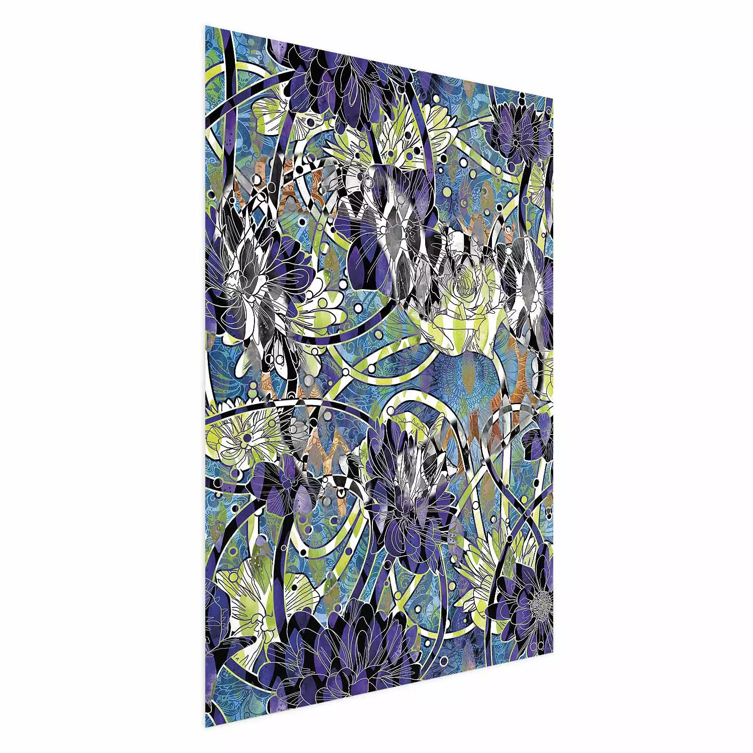 Poster Vibrations of Nature - colorful abstract composition with a floral pattern
