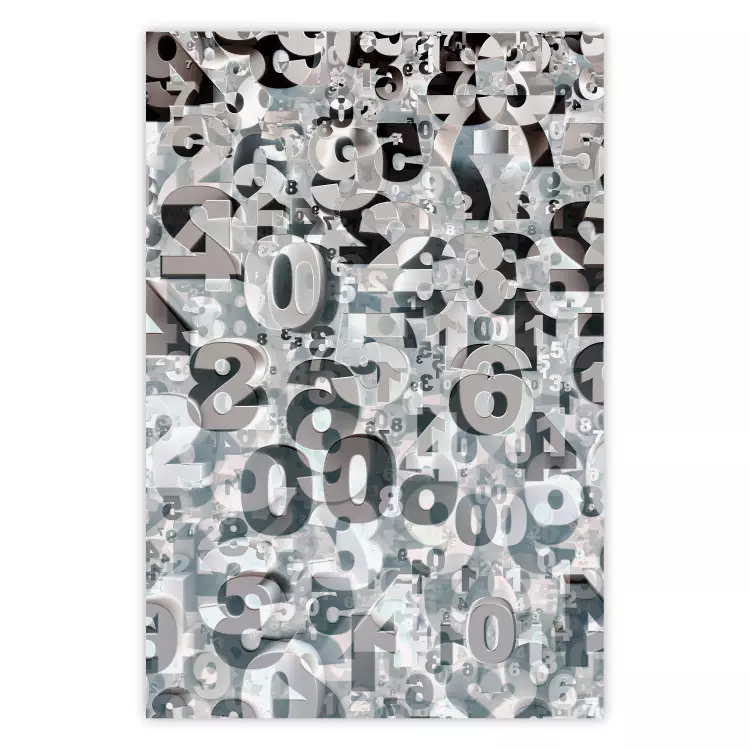 Poster Numerology - black and white industrial abstraction with 3D numbers