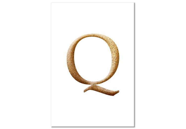 Canvas Q - minimalist golden letter with texture imitation on white