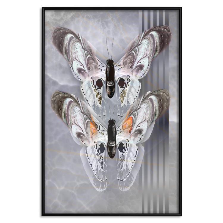 Poster Pair of Butterflies - modern composition with insects on a non-uniform background