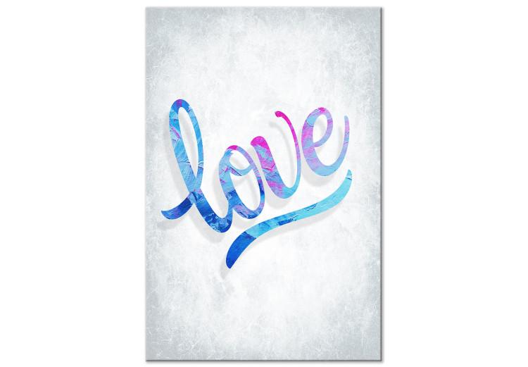 Canvas Love - the inscription love in English in blue colors on gray