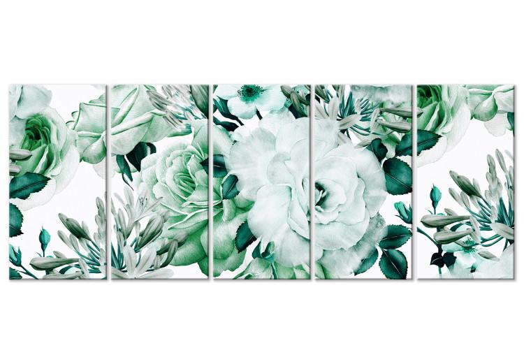 Canvas Leafy roses - wild flowers in natural plant colors
