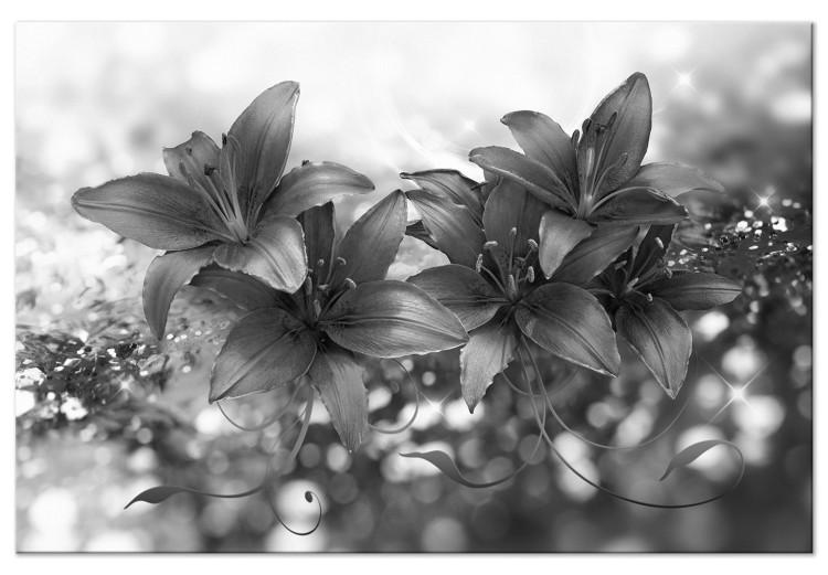 Canvas Charm of Flowers (1-part) - Elegance in Black and White Colors
