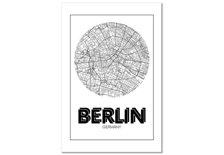 Canvas Berlin - black and white minimalistic map of the German capital