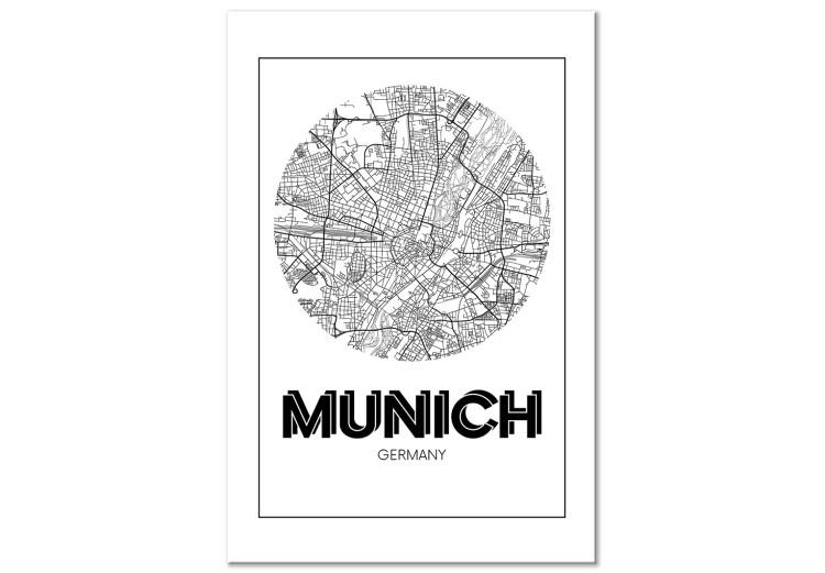 Canvas Munich - map of the German city in black and white