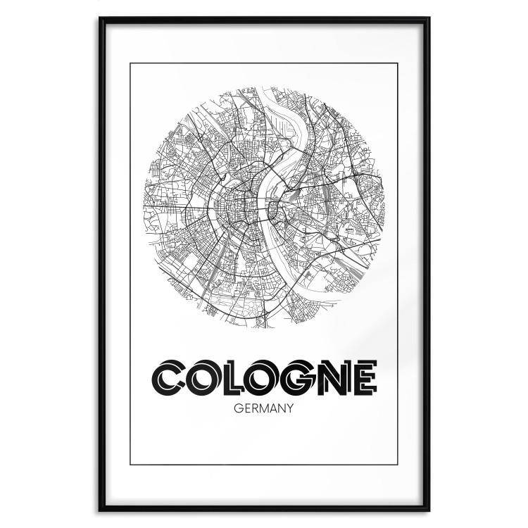 Poster Retro Cologne - black and white map of the oldest city in Germany