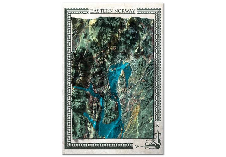 Canvas Eastern Norway - colorful, isometric map of Norwegian nature