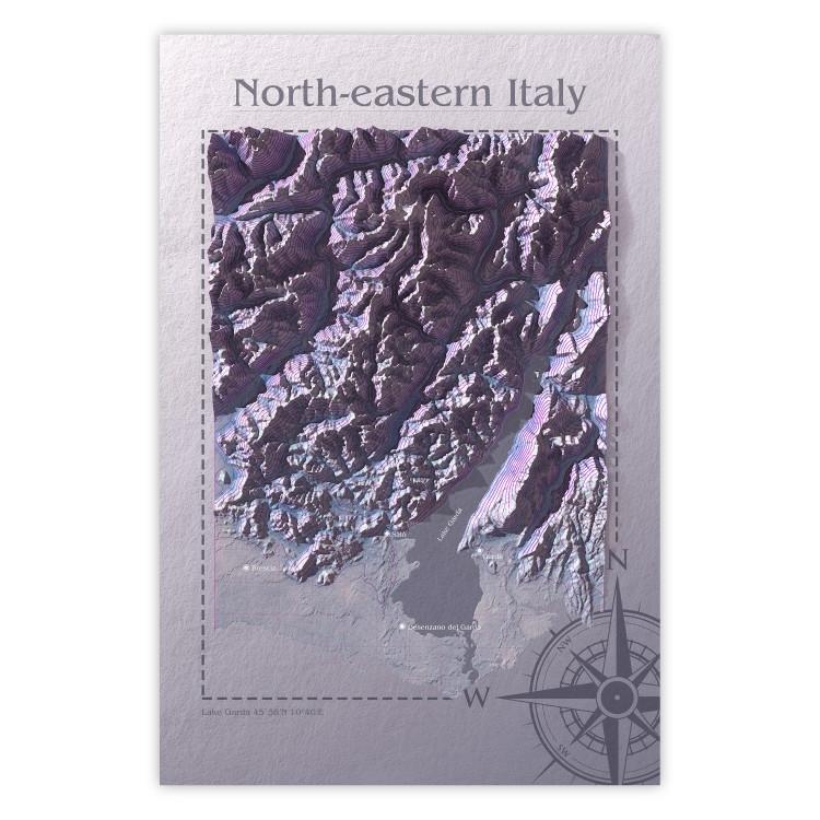 Poster Isometric Map: Northeastern Italy - Italian mountains and texts