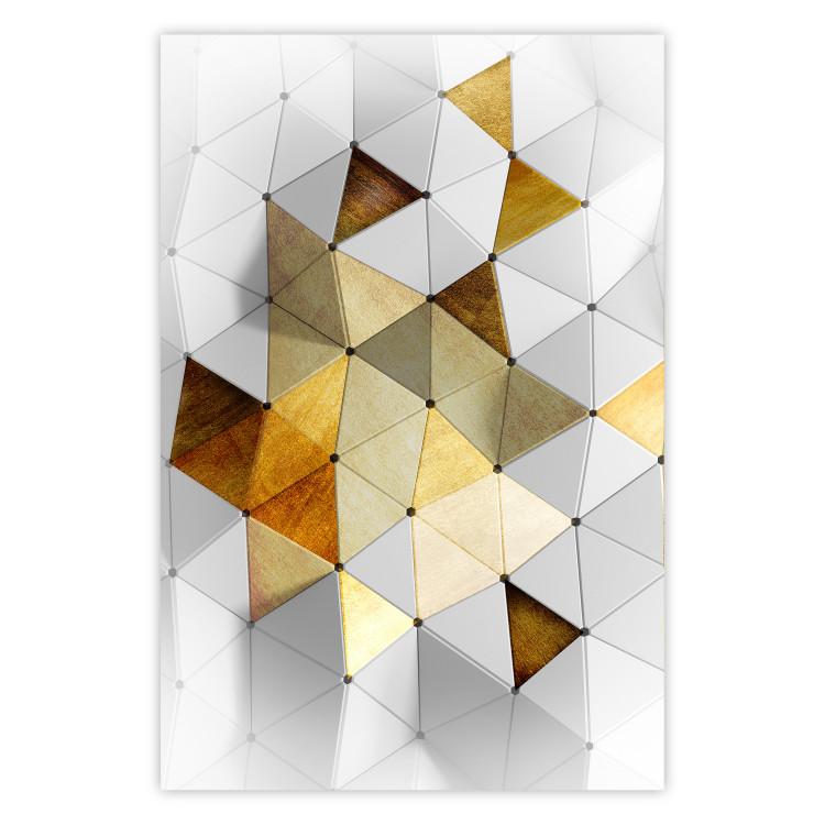 Poster Gold for the Brave - unique abstraction in 3D geometric figures