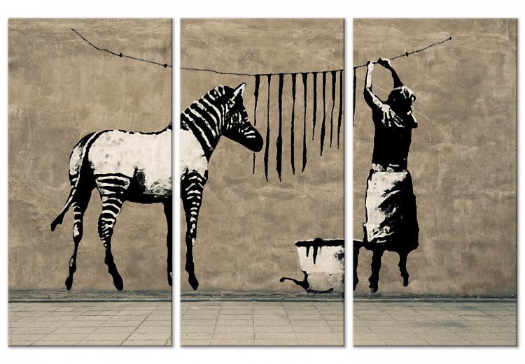 Canvas Banksy: Washing Zebra on Concrete (3 Parts)