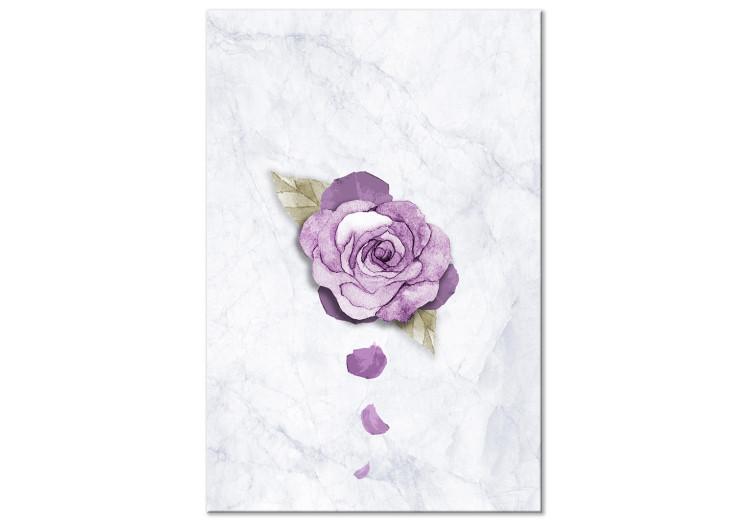 Canvas Watercolor rose - a purple plant on a light marble background