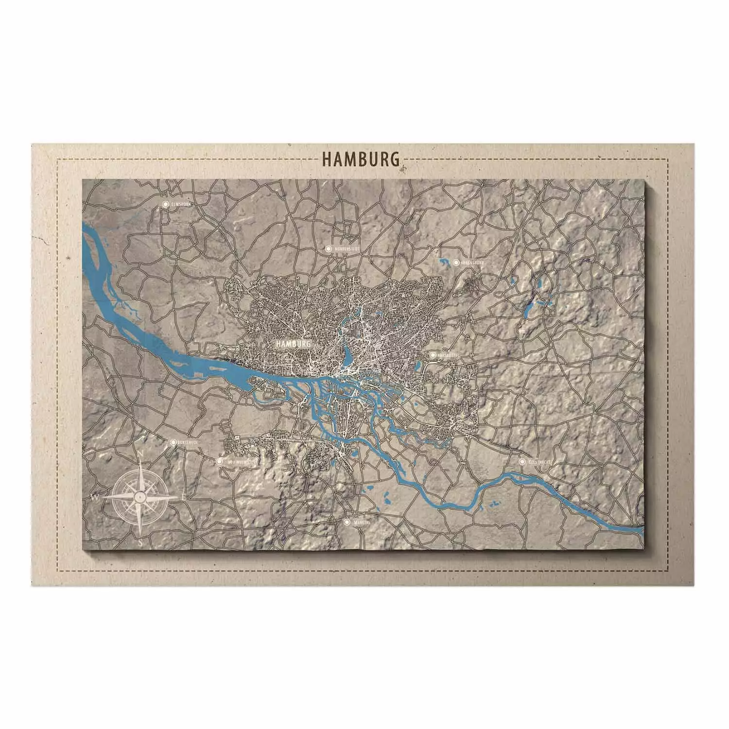 Poster Isometric Map: Hamburg - composition with the port city of Germany