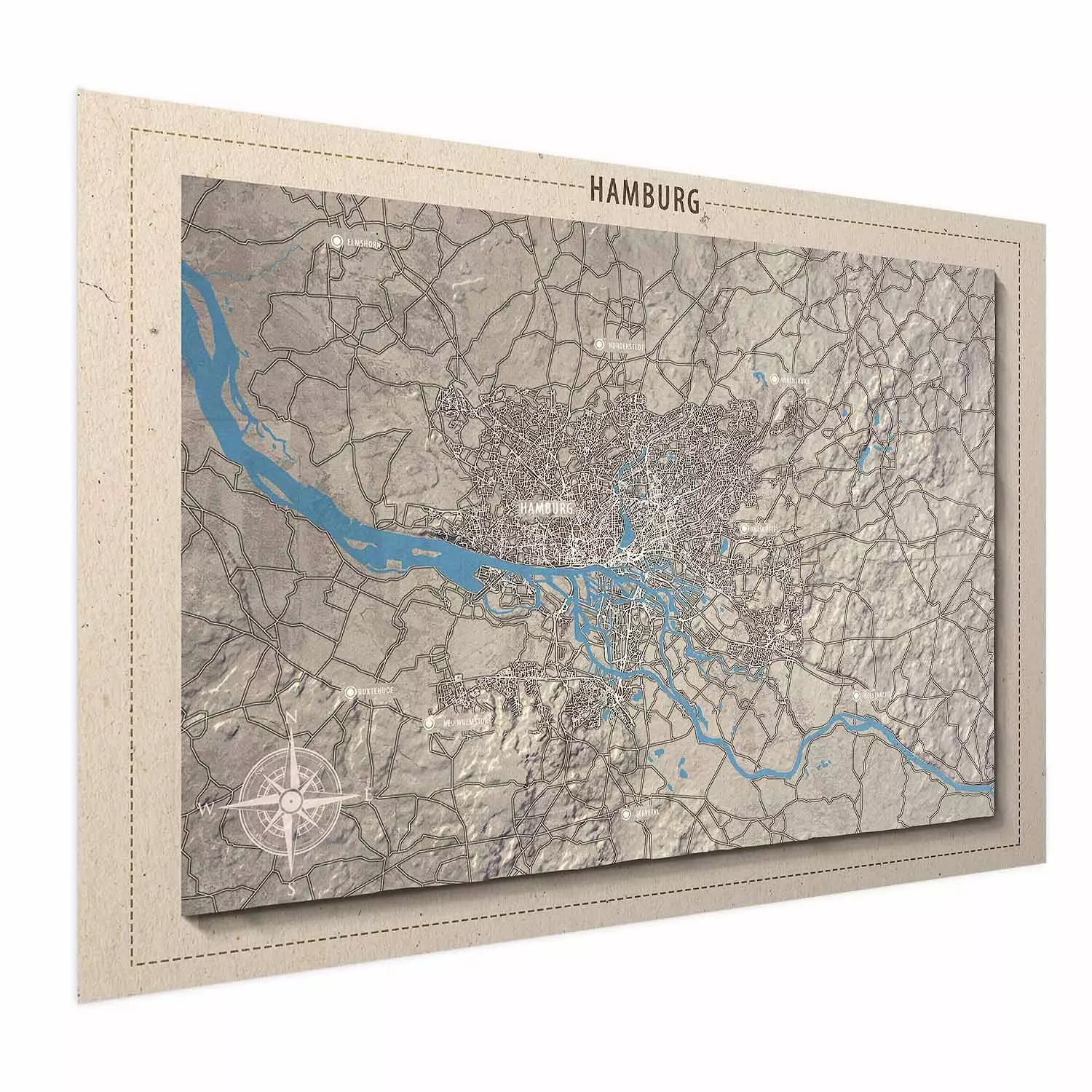 Poster Isometric Map: Hamburg - composition with the port city of Germany