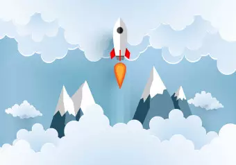 Wall Mural Rocket in the Clouds Wallpaper Cropper