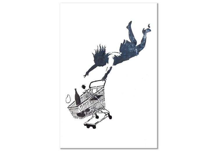 Canvas Fly away shopping - minimalist Banksy style graphics