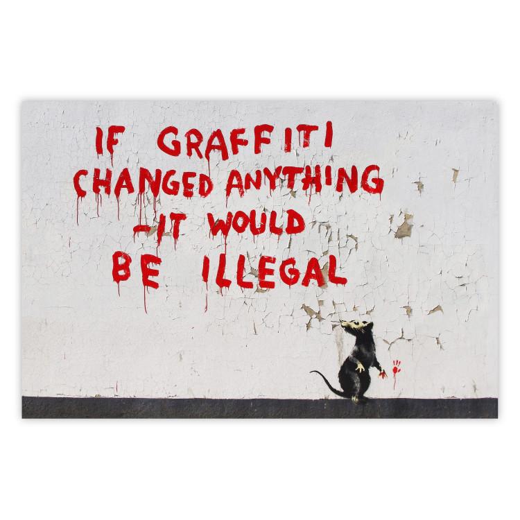 Poster Graffiti Quote - rat and red English texts in Banksy style