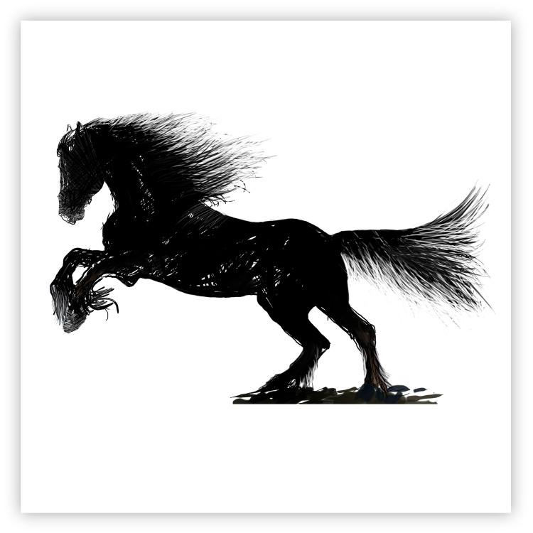 Poster Galloping Stallion - black and white composition with the silhouette of a racing horse