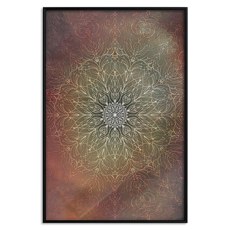 Poster Oriental Wheel - composition with a Mandala in shades of gold in a zen style