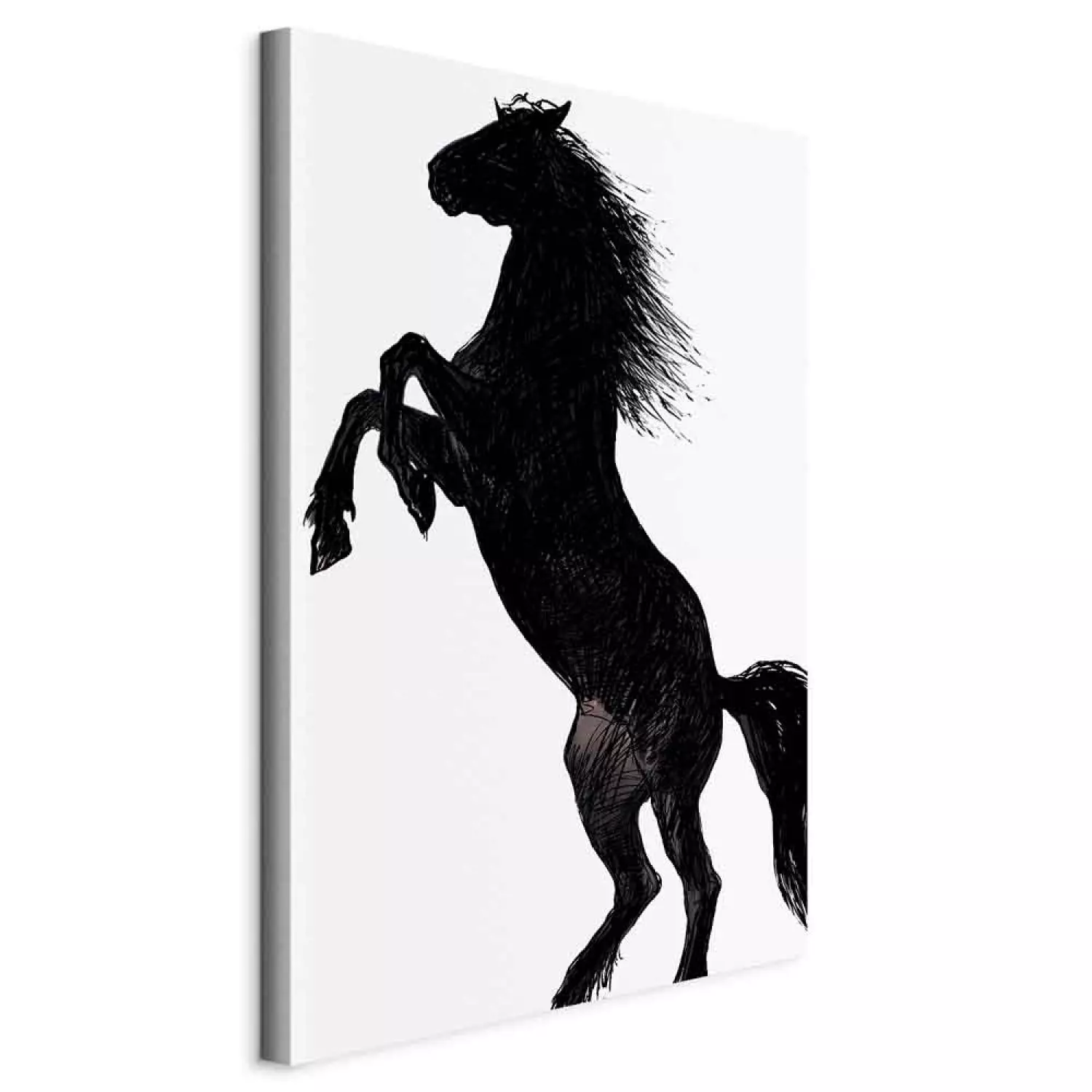 Canvas A rearing horse - black and white illustration of a horse silhouette