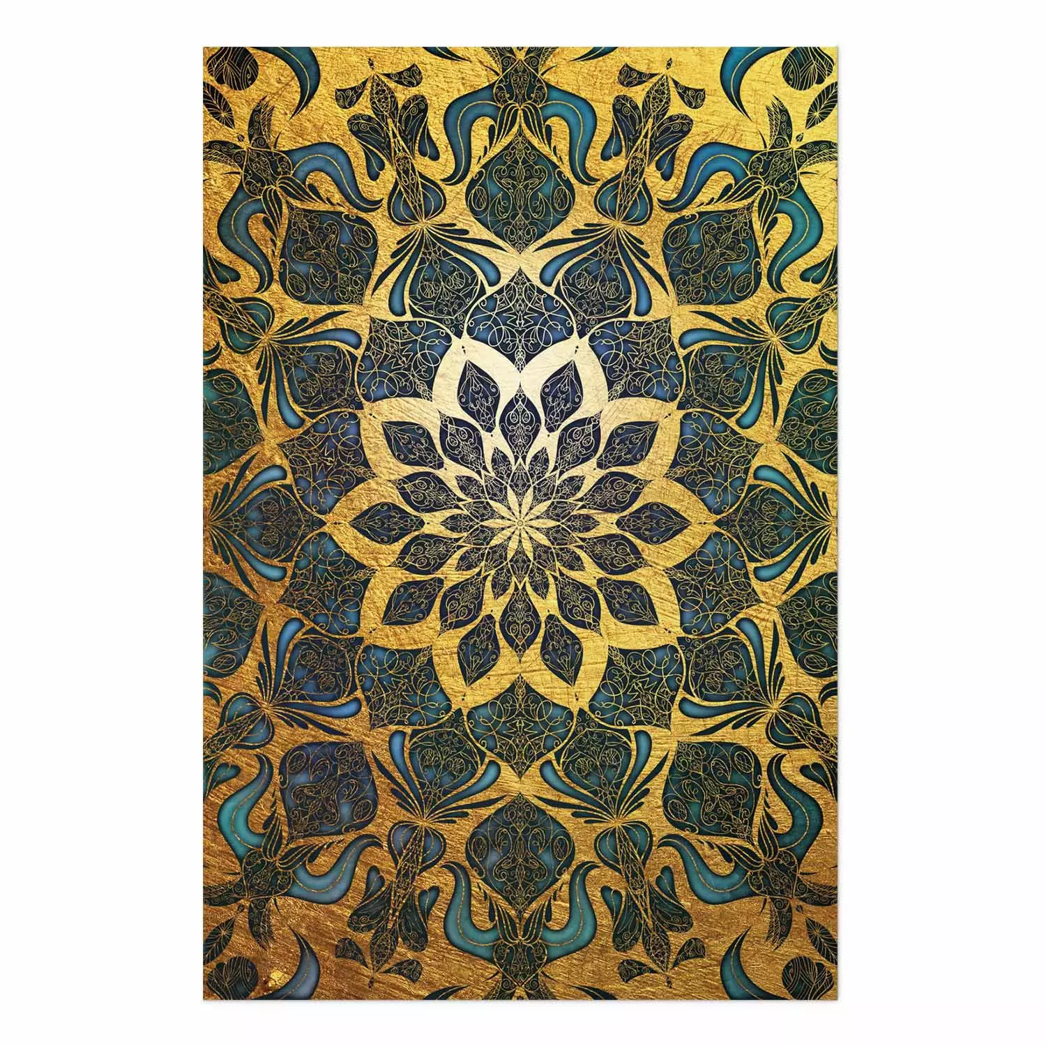 Wall Poster Gold of India - composition with a Zen-style Mandala in golden tones