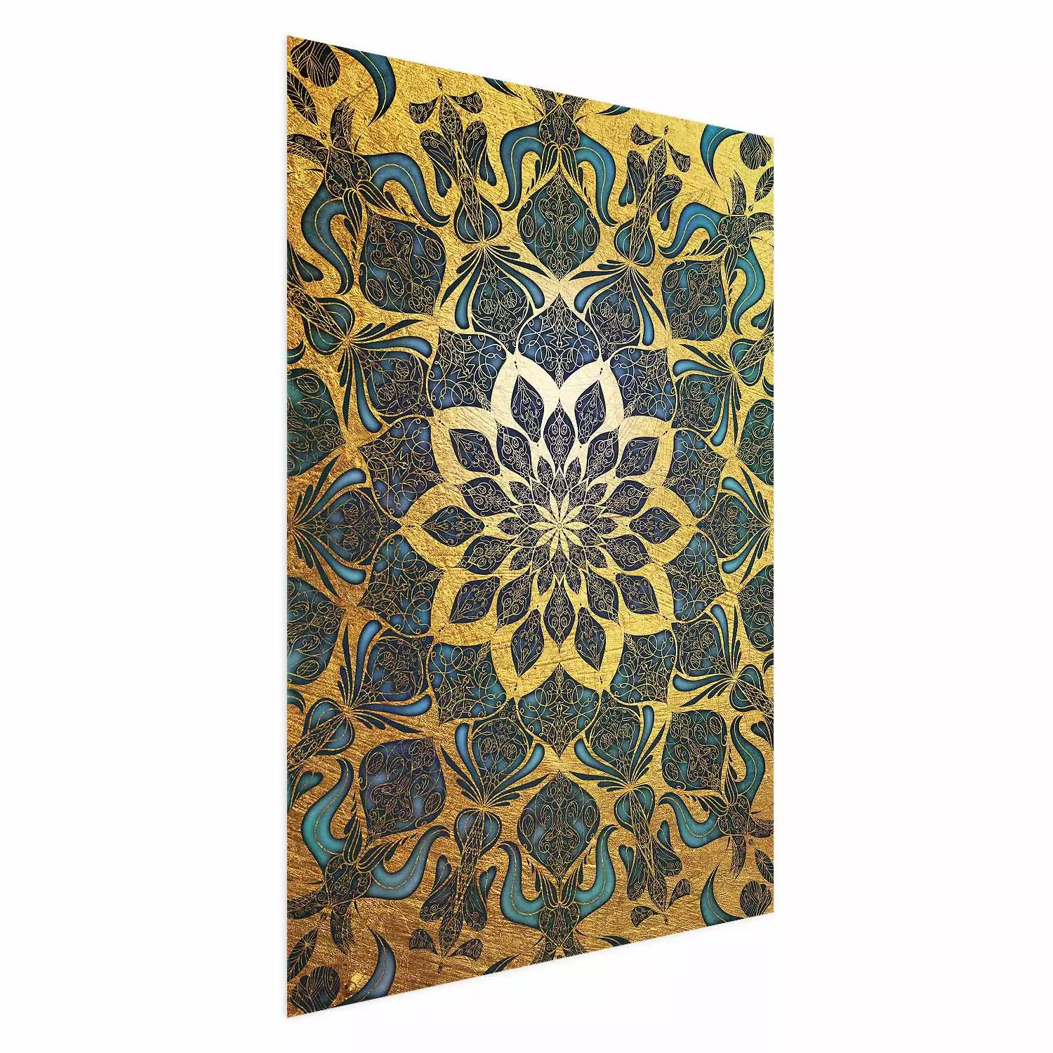 Wall Poster Gold of India - composition with a Zen-style Mandala in golden tones