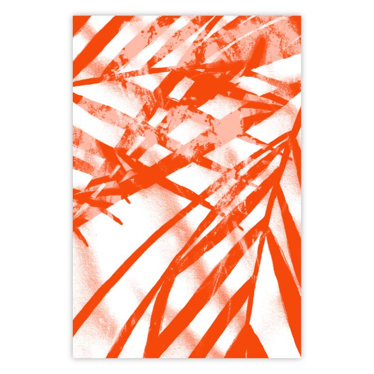 Poster Palm Composition - orange-red leaves of a tropical plant