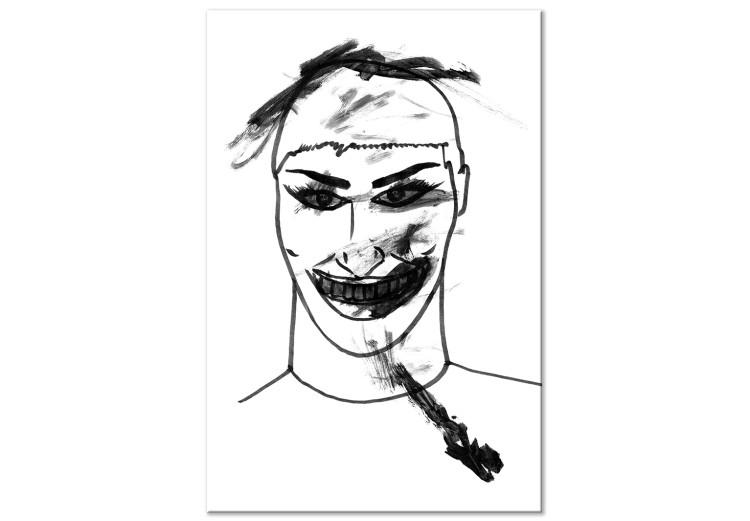 Canvas Is this a Joke (r)? - a grotesque black and white linear portrait