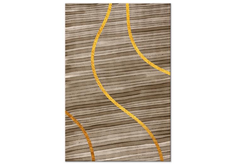 Canvas Golden streams - abstract background with lines with golden ribbons