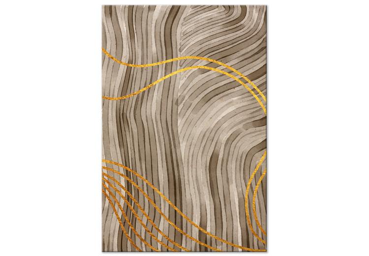 Canvas Fluctuations - abstract background with waves cut with golden ribbons