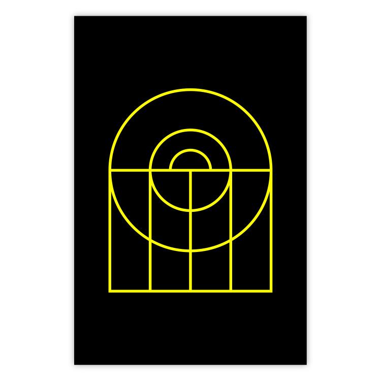 Poster Black Geometry - unique geometric abstraction with neon yellow