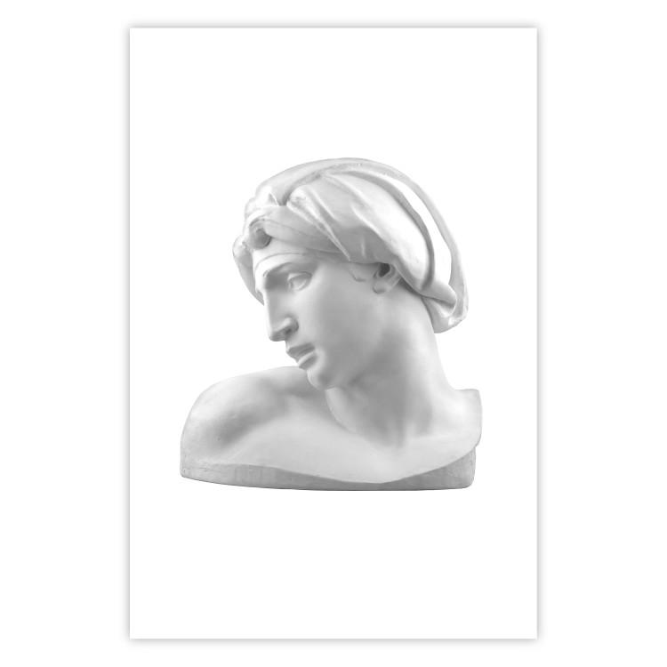 Poster Michelangelo - simple composition on a white background with a sculpture of a male face