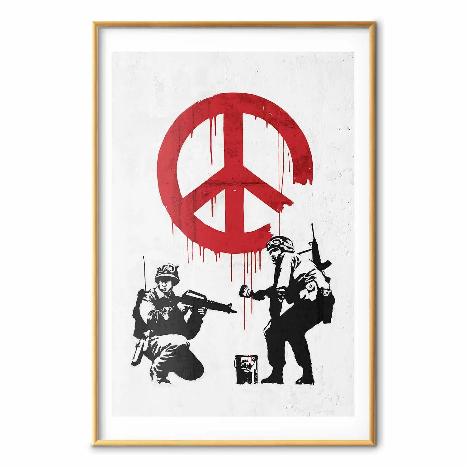 Poster in frames War and Peace - Banksy-style mural with soldiers 