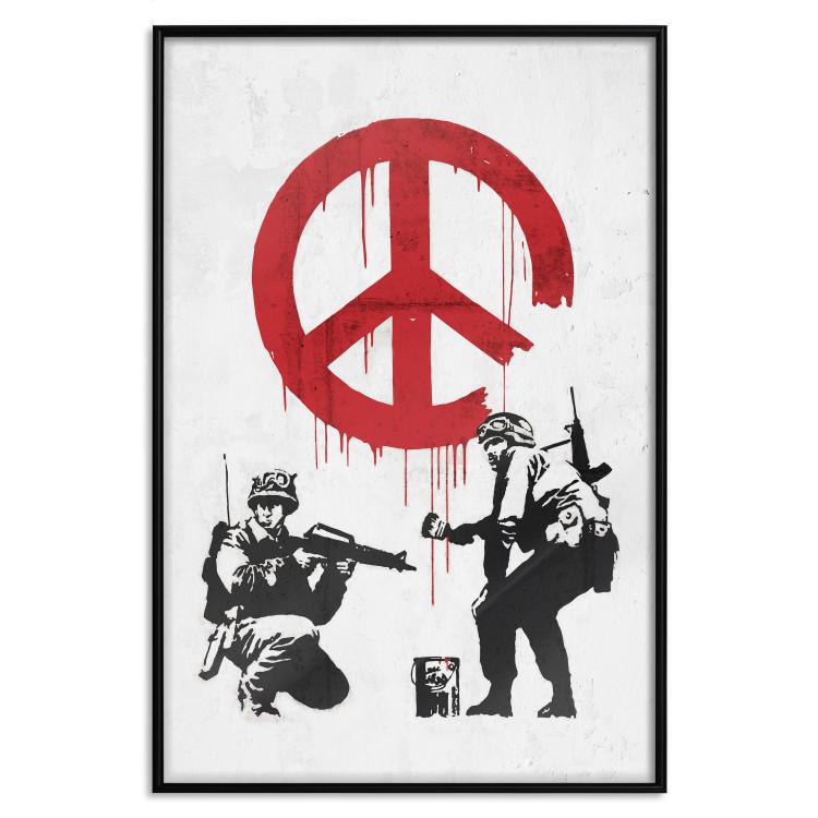 Poster War and Peace - Banksy-style mural with soldiers and a red pacifier