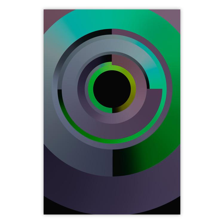 Poster Efficient System - geometric abstraction in circles in green and gray