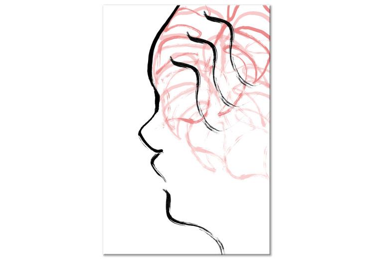 Canvas Leafy thoughts - contour of the face profile with an abstract accent
