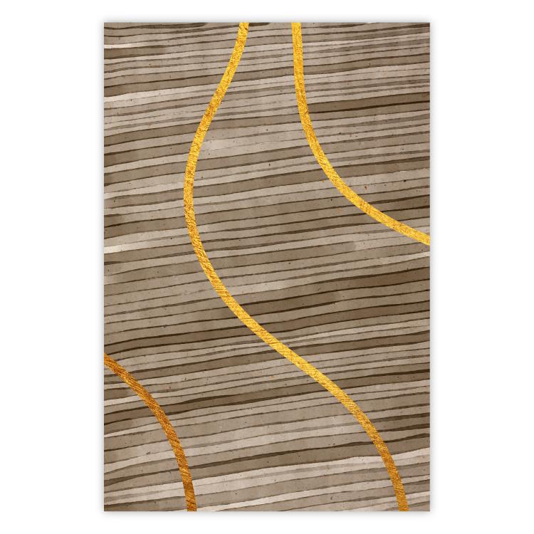 Poster Watercolor and Gold - unique abstraction in elegant waves on a bronze background