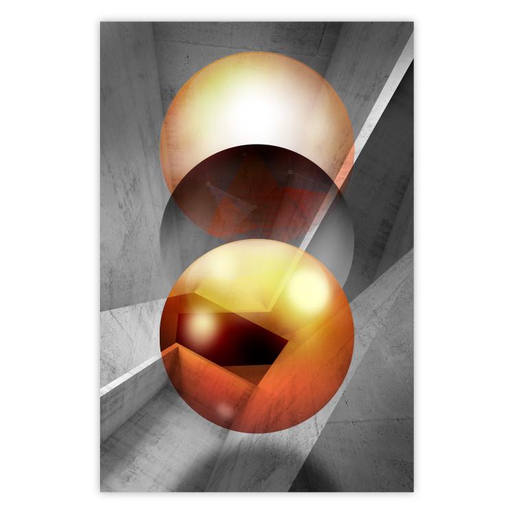 Poster Newton's Pendulum - modern geometric composition in golden spheres