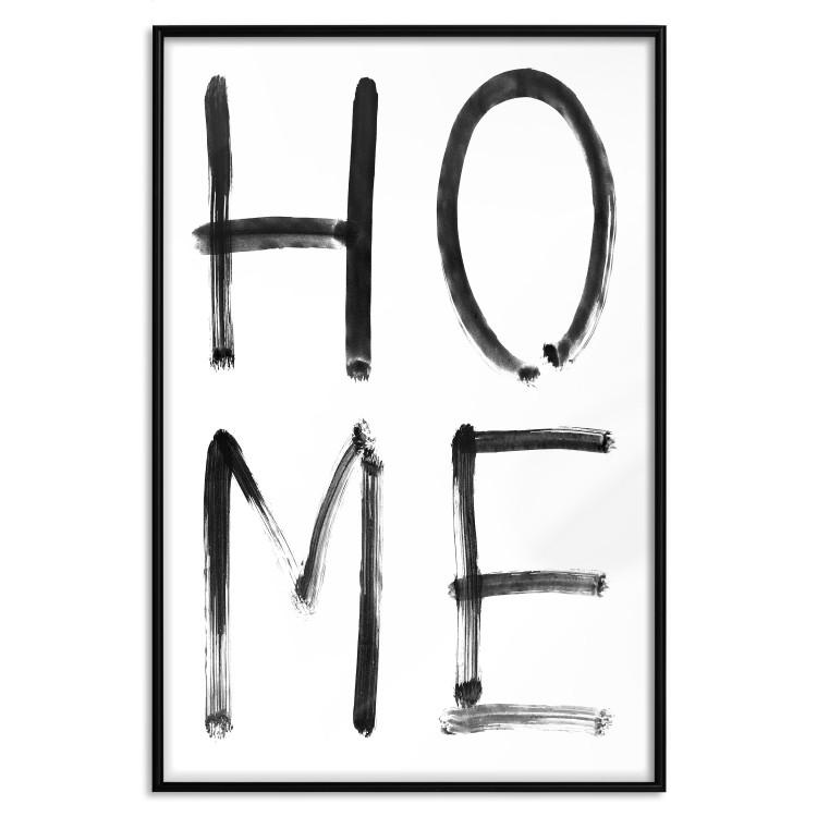 Poster Home Expression - simple black and white composition with English text
