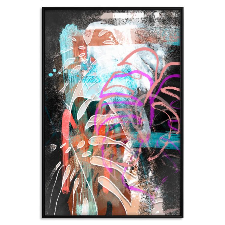 Poster Colorful Expression - multicolored unique abstraction with a plant motif