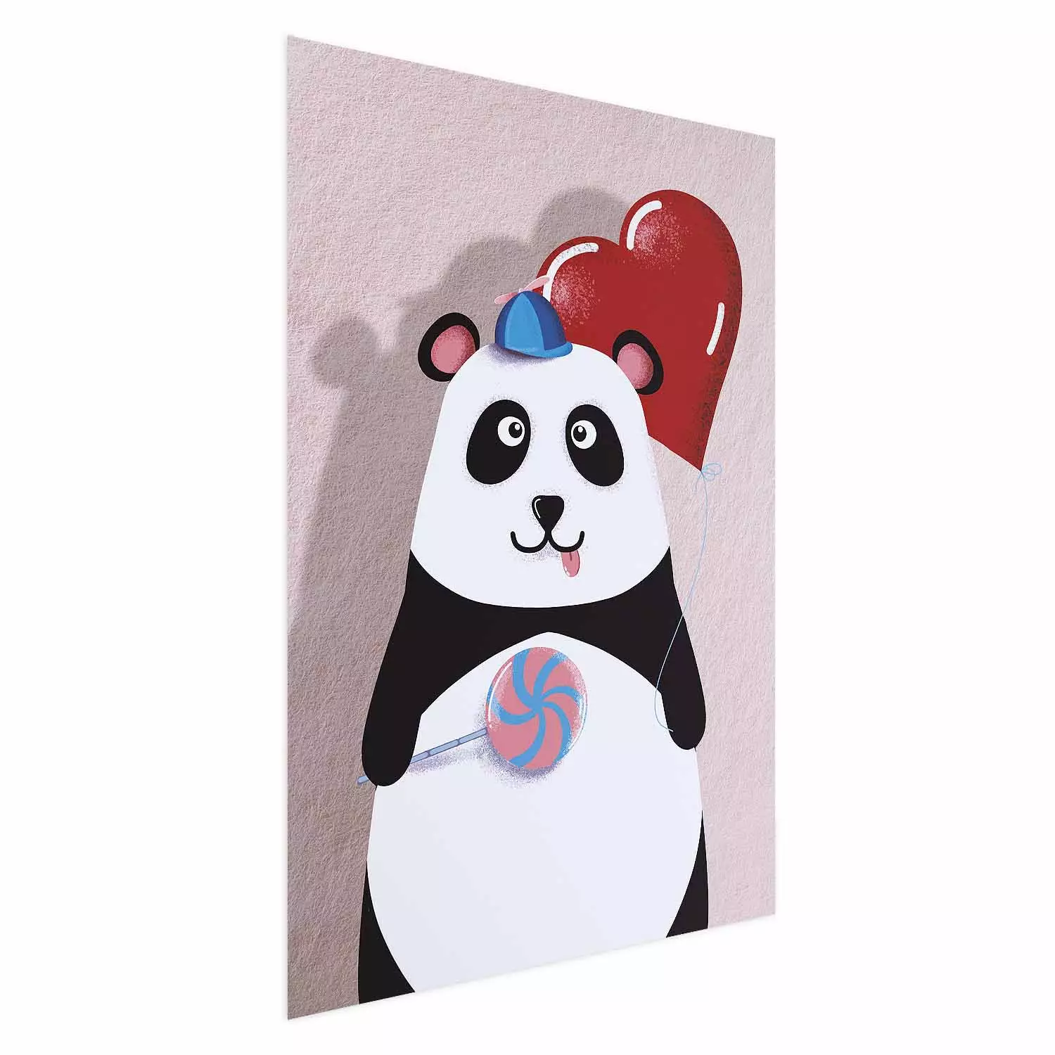 Poster Panda with a Balloon - colorful playful composition with a bear for children