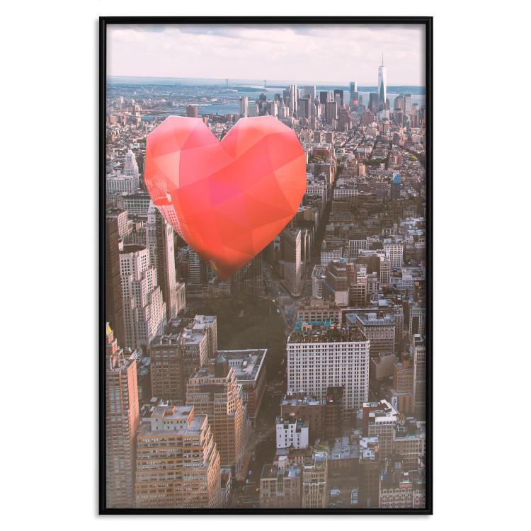 Poster Heart of the City - heart-shaped balloon against the backdrop of architecture