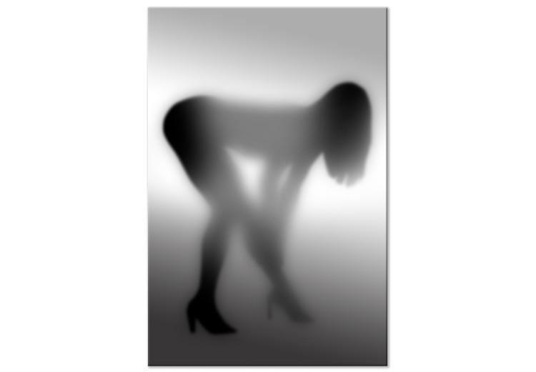 Canvas Behind the glass wall - a vague female silhouette in a sensual pose